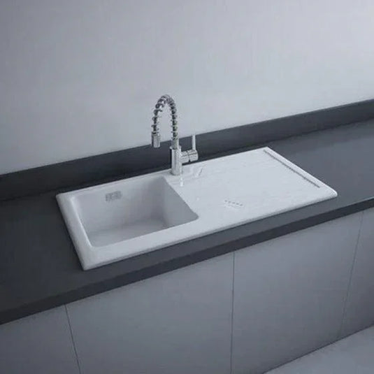 RAK Ceramics Gourmet Sink 4 - Single Bowl Kitchen Sink with Reversible Drainer - OC176AWHA - Envy Bathrooms Ltd