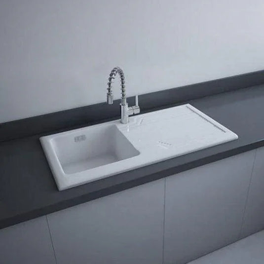 RAK Ceramics Gourmet Sink 4 - Single Bowl Kitchen Sink with Reversible Drainer - OC176AWHA - Envy Bathrooms Ltd