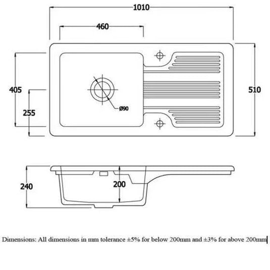 RAK Ceramics Gourmet Sink 4 - Single Bowl Kitchen Sink with Reversible Drainer - OC176AWHA - Envy Bathrooms Ltd