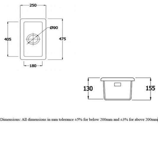 RAK Ceramics Gourmet Sink 7 - Rectangular Over/Under Counter Kitchen Sink - OC105AWHA - Envy Bathrooms Ltd