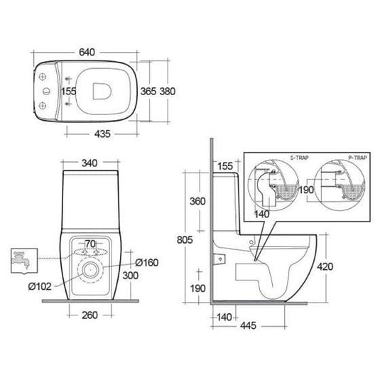 RAK Ceramics Illusion Rimless Close Coupled Toilet Pan - Alpine White - ILLWC1146AWHA - Envy Bathrooms Ltd