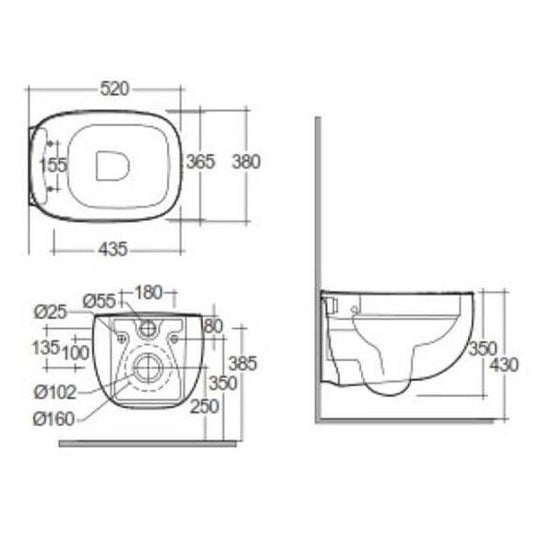 RAK Ceramics Illusion Rimless Wall Hung WC Pan with Hidden Fixations - Alpine White - ILLWC1446AWHA - Envy Bathrooms Ltd