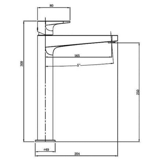 RAK Ceramics Ischia Tall Basin Mixer - Brushed Nickel - RAKISH3003N - Envy Bathrooms Ltd