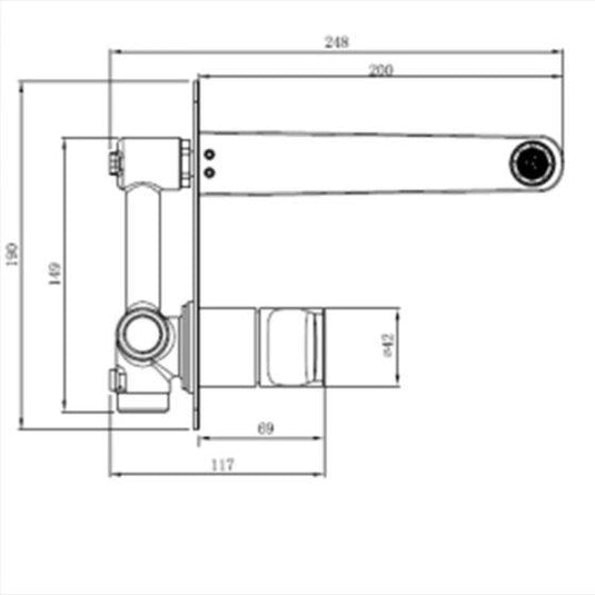 RAK Ceramics Ischia Wall Mounted Basin Mixer With Back Plate - Brushed Nickel - RAKISH3007N - Envy Bathrooms Ltd