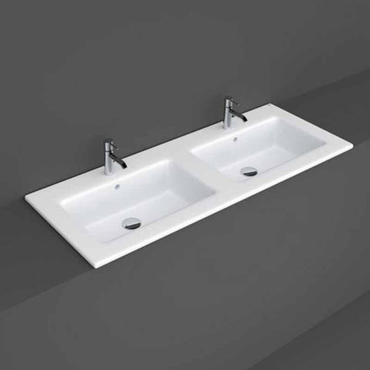 RAK Ceramics Joy Drop-In Washbasin 2 Tap Hole 120cm - Pure White - JOYDI12102WH - Envy Bathrooms Ltd