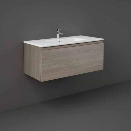 RAK Ceramics Joy Uno Wall Hung Vanity Unit 100cm - Grey Elm - UNOWH100EGY - Envy Bathrooms Ltd