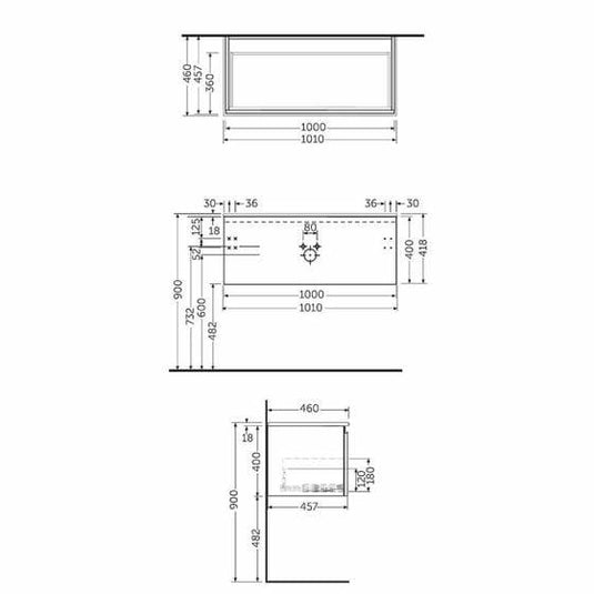 RAK Ceramics Joy Uno Wall Hung Vanity Unit 100cm - Moka Walnut - UNOWH100MOK - Envy Bathrooms Ltd