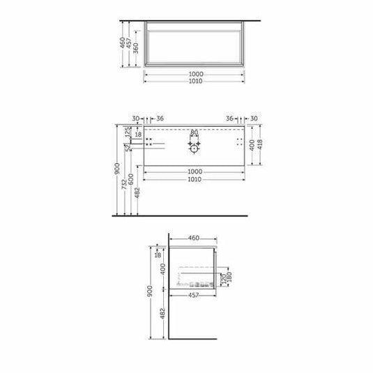 RAK Ceramics Joy Uno Wall Hung Vanity Unit 100cm - Pure White - UNOWH100PWH - Envy Bathrooms Ltd