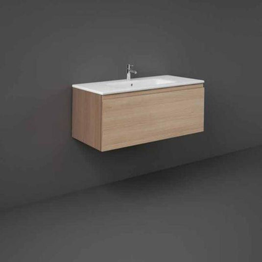 RAK Ceramics Joy Uno Wall Hung Vanity Unit 100cm - Scandinavian Oak - UNOWH100SOK - Envy Bathrooms Ltd