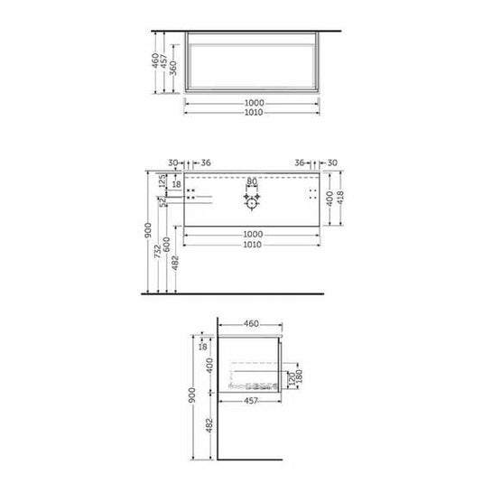 RAK Ceramics Joy Uno Wall Hung Vanity Unit 100cm - Urban Grey - UNOWH100UGY - Envy Bathrooms Ltd