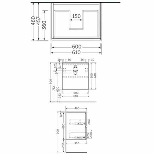 RAK Ceramics Joy Uno Wall Hung Vanity Unit 60cm - Pure White - UNOWH060PWH - Envy Bathrooms Ltd