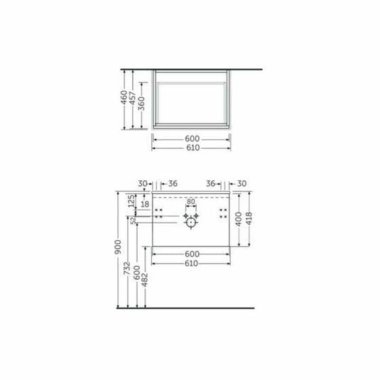 RAK Ceramics Joy Uno Wall Hung Vanity Unit 60cm - Scandinavian Oak - UNOWH060SOK - Envy Bathrooms Ltd