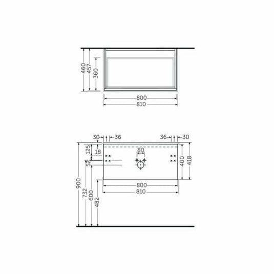 RAK Ceramics Joy Uno Wall Hung Vanity Unit 80cm - Grey Elm - UNOWH080EGY - Envy Bathrooms Ltd