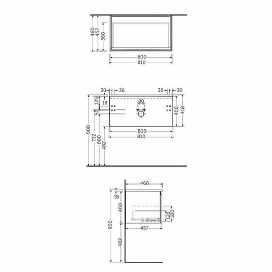 RAK Ceramics Joy Uno Wall Hung Vanity Unit 80cm - Pure White - UNOWH080PWH - Envy Bathrooms Ltd