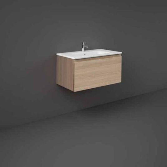 RAK Ceramics Joy Uno Wall Hung Vanity Unit 80cm - Scandinavian Oak - UNOWH080SOK - Envy Bathrooms Ltd