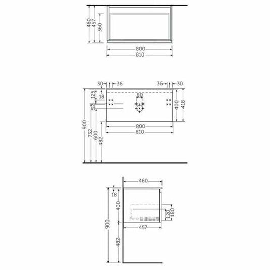 RAK Ceramics Joy Uno Wall Hung Vanity Unit 80cm - Urban Grey - UNOWH080UGY - Envy Bathrooms Ltd