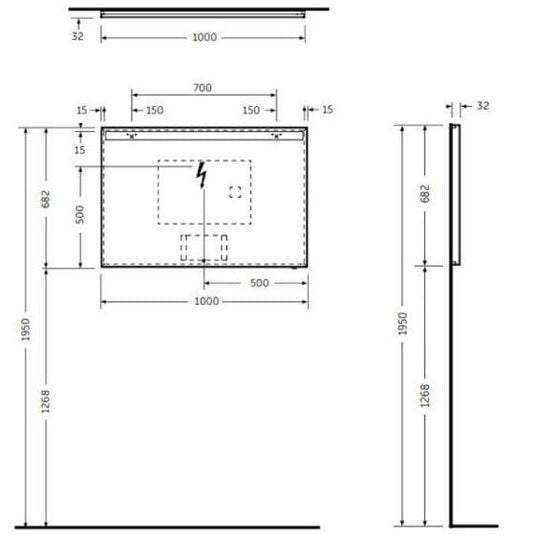 RAK Ceramics Joy Wall Hung Mirror with LED Light & Demister 100 x 68cm - JOYMR10068LED - Envy Bathrooms Ltd