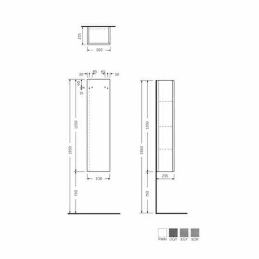 RAK Ceramics Joy Wall Hung Tall Cabinet 120cm - Moka Walnut - JOYTS120MOK - Envy Bathrooms Ltd