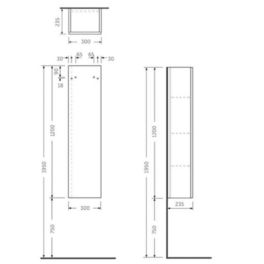 RAK Ceramics Joy Wall Hung Tall Storage Unit - Scandinavian Oak - JOYTS120SOK - Envy Bathrooms Ltd