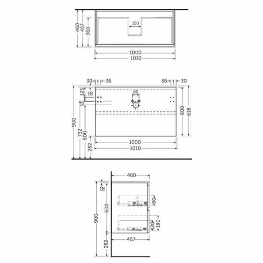 RAK Ceramics Joy Wall Hung Vanity Unit 100cm - Urban Grey - JOYWH100UGY - Envy Bathrooms Ltd