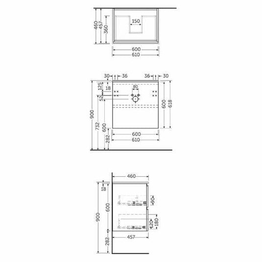 RAK Ceramics Joy Wall Hung Vanity Unit 60cm - Pure White - JOYWH060PWH - Envy Bathrooms Ltd