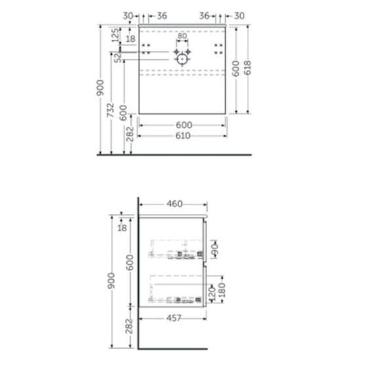 RAK Ceramics Joy Wall Hung Vanity Unit 60cm - Urban Grey - JOYWH060UGY - Envy Bathrooms Ltd