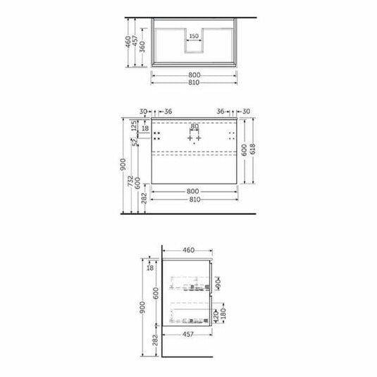 RAK Ceramics Joy Wall Hung Vanity Unit 80cm - Grey Elm - JOYWH080EGY - Envy Bathrooms Ltd