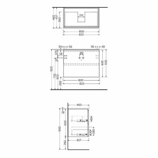 RAK Ceramics Joy Wall Hung Vanity Unit 80cm - Scandinavian Oak - JOYWH080SOK - Envy Bathrooms Ltd