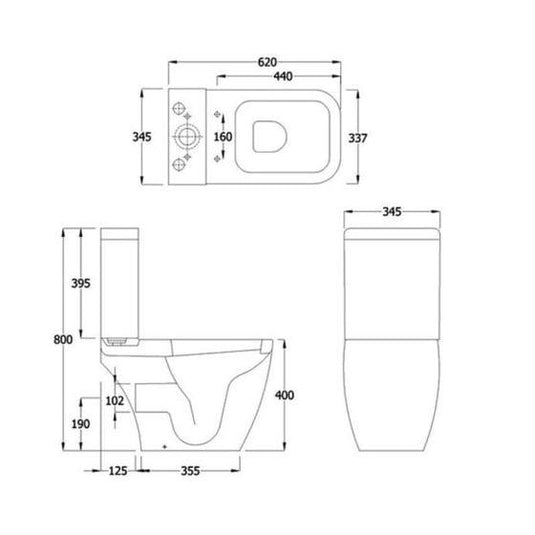 RAK Ceramics Metropolitan Close Coupled Full Access Open Back Toilet Pan - Alpine White - MP17AWHA - Envy Bathrooms Ltd