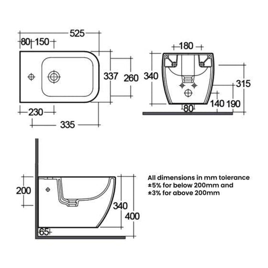 RAK Ceramics Metropolitan Wall Hung Bidet - MP09AWHA - Envy Bathrooms Ltd