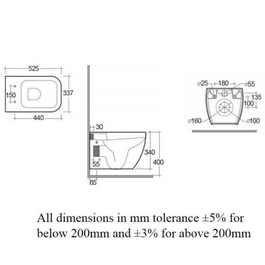 RAK Ceramics Metropolitan Wall Hung WC Pan - White - MP12AWHA - Envy Bathrooms Ltd