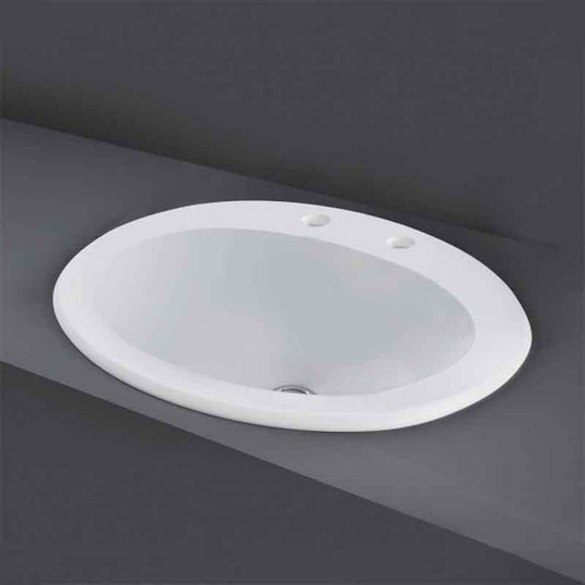 RAK Ceramics Mira 56cm Inset Basin - 2 Tap Holes - OC76NCHAWHA - Envy Bathrooms Ltd