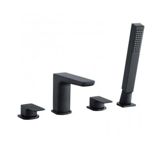 RAK Ceramics Moon 4 Hole Deck Mounted Bath Shower Mixer - Black - RAKMOO3013B - Envy Bathrooms Ltd