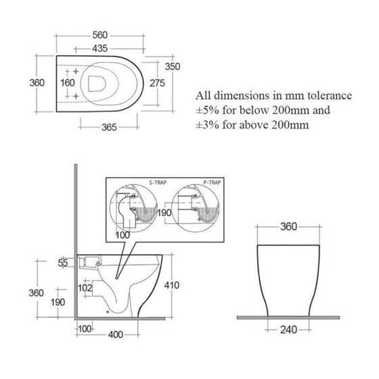 RAK Ceramics Moon Back to Wall Toilet Pan - Alpine White - HAR18AWHA - Envy Bathrooms Ltd