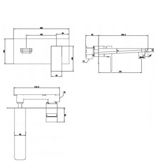 RAK Ceramics Moon Wall Mounted Basin Mixer with Back Plate - 2 TH - Black - RAKMOO3007B - Envy Bathrooms Ltd