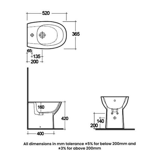 RAK Ceramics Morning Back to Wall Bidet - Alpine White - MORBD2015AWHA - Envy Bathrooms Ltd