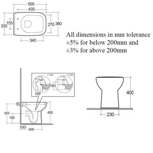 RAK Ceramics Origin Back to Wall Toilet Pan - Alpine White - ORG17AWHA - Envy Bathrooms Ltd