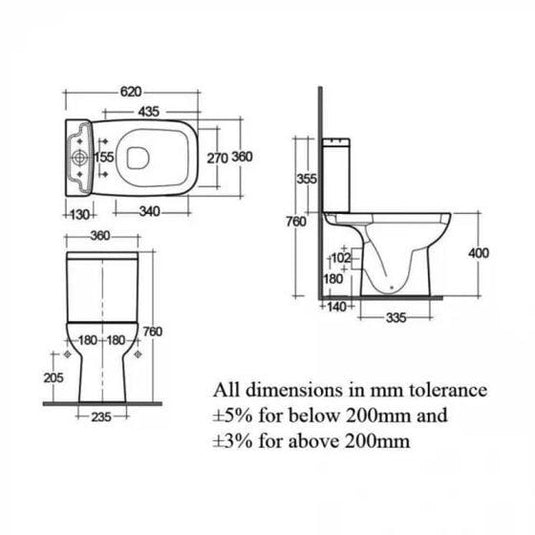 RAK Ceramics Origin Close Coupled Dual Flush Cistern - White - ORG10AWHA - Envy Bathrooms Ltd