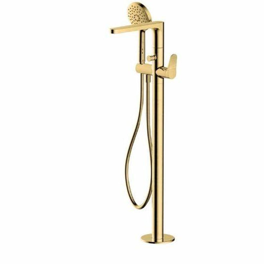 RAK Ceramics Petit Round Floor Standing Bath Shower Mixer - Brushed Gold - RAKPER3014G - Envy Bathrooms Ltd