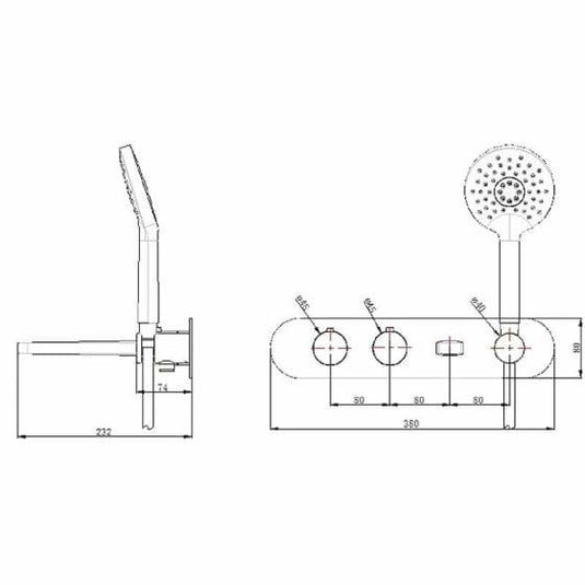 RAK Ceramics Petit Round Wall Mounted Thermostatic Bath Shower Mixer Dual Outlet - Brushed Gold - RAKPER3306G - Envy Bathrooms Ltd