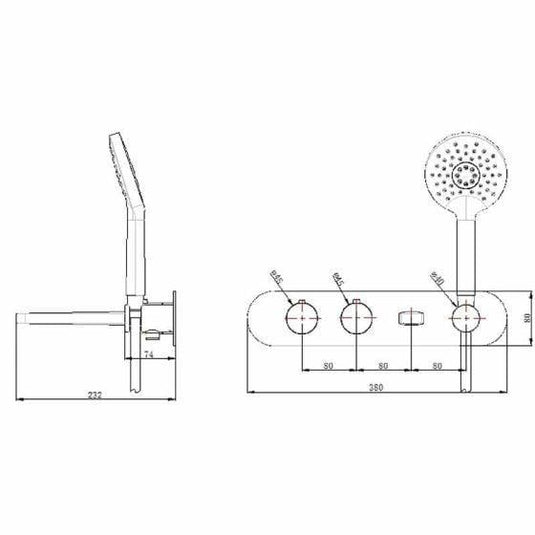 RAK Ceramics Petit Round Wall Mounted Thermostatic Bath Shower Mixer Dual Outlet - Brushed Nickel - RAKPER3306N - Envy Bathrooms Ltd