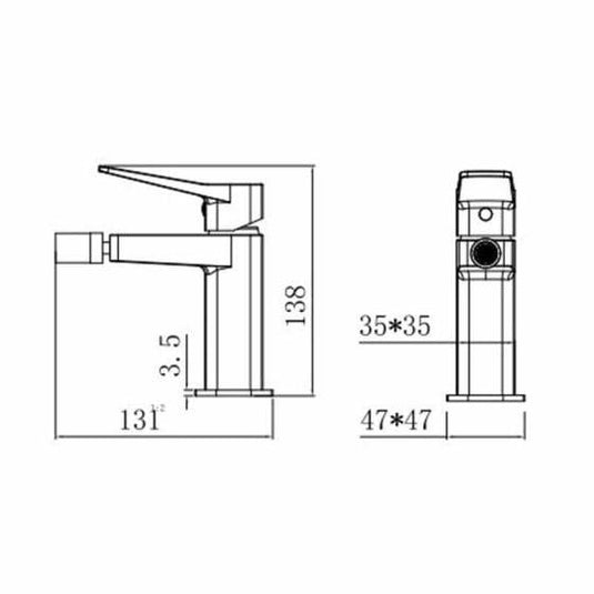 RAK Ceramics Petit Square Bidet Mixer Tap - Brushed Nickel - RAKPES3006N - Envy Bathrooms Ltd