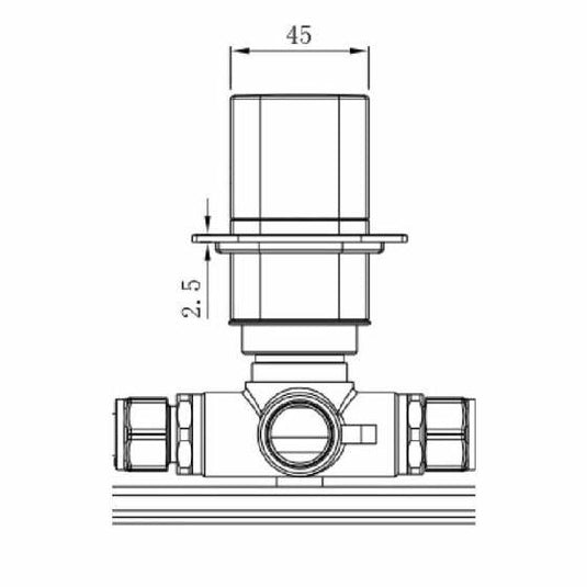 RAK Ceramics Petit Square Concealed Diverter Dual Outlet - Brushed Nickel - RAKPES3020-2N - Envy Bathrooms Ltd