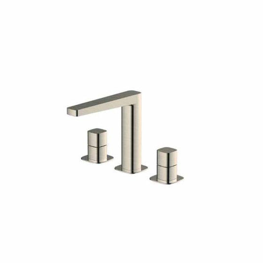 RAK Ceramics Petit Square Deck Mounted 3 Hole Basin Mixer - Brushed Nickel - RAKPES3011N - Envy Bathrooms Ltd