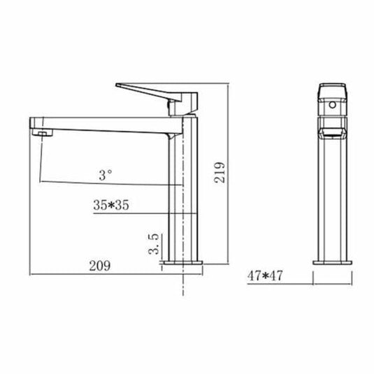 RAK Ceramics Petit Square Mid Height Basin Mixer Tap - Brushed Gold - RAKPES3016G - Envy Bathrooms Ltd