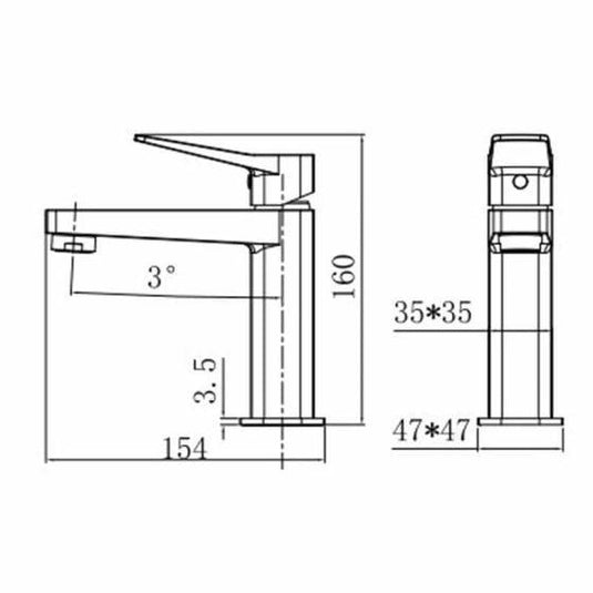 RAK Ceramics Petit Square Standard Basin Mixer Tap - Brushed Gold - RAKPES3001G - Envy Bathrooms Ltd