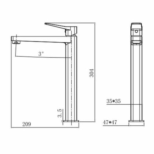 RAK Ceramics Petit Square Tall Basin Mixer Tap - Chrome - RAKPES3003C - Envy Bathrooms Ltd