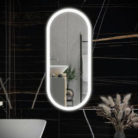 RAK Ceramics Picture Oval 450 x 1000mm LED Illuminated Mirror - Brushed Nickel - RAKPICOVBN5001 - Envy Bathrooms Ltd