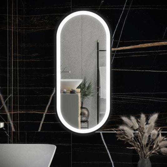 RAK Ceramics Picture Oval 450 x 1000mm LED Illuminated Mirror - Matt Black - RAKPICOVMB5001 - Envy Bathrooms Ltd