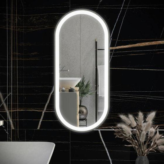 RAK Ceramics Picture Oval 550 x 1000mm LED Illuminated Mirror - Brushed Nickel - RAKPICOVBN5002 - Envy Bathrooms Ltd